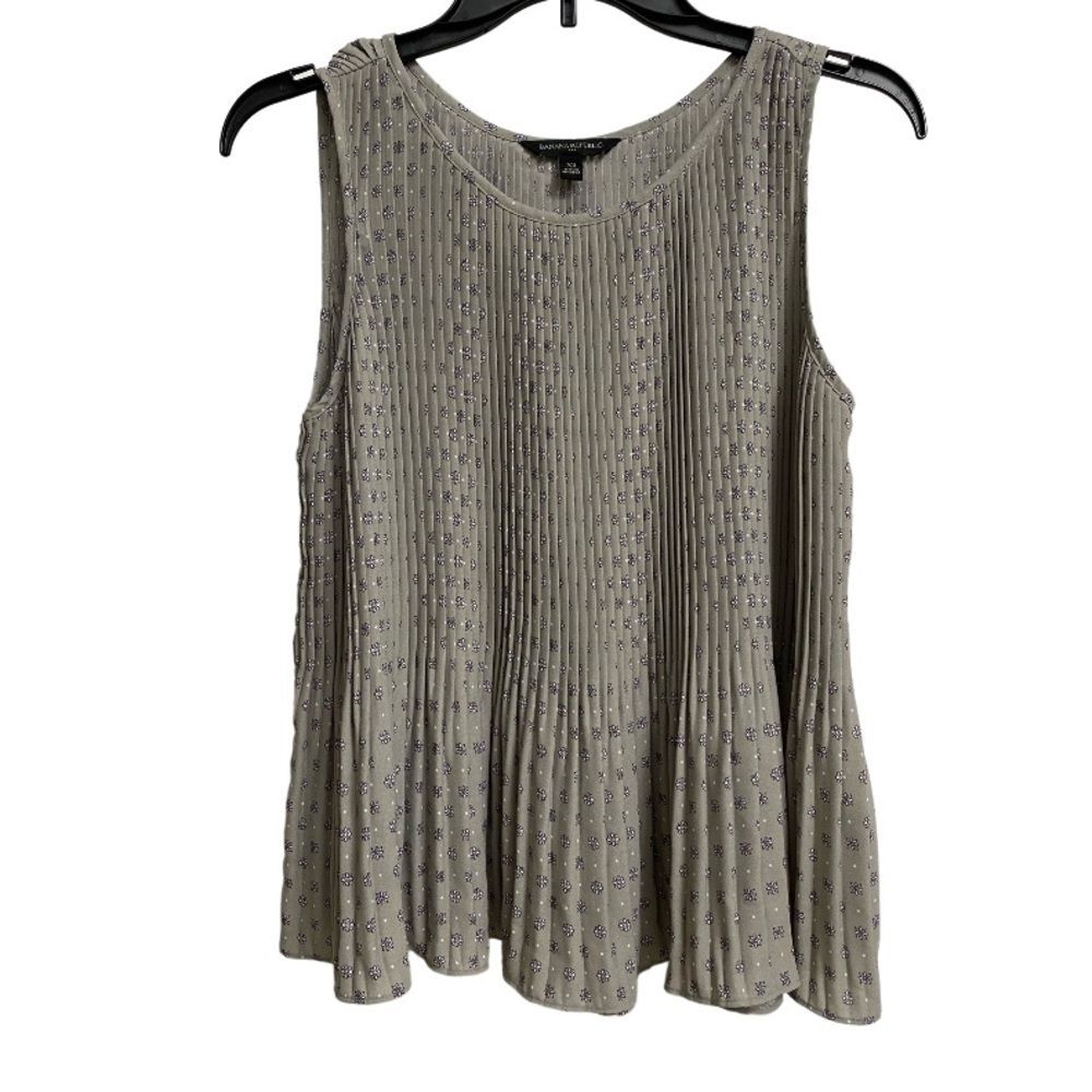 Banana Republic Floral Sleeveless Pleated Top Sz XS Grey Purple Coquette Coastal